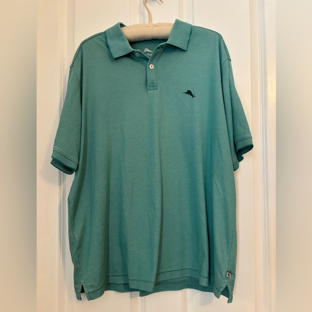 Tommy Bahama - Men’s Green Short-Sleeve Polo with logo.  Size - L.  Cotton/Poly